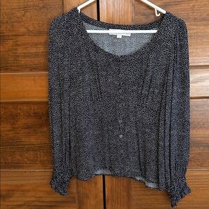 LOFT Black and White Patterned Blouse